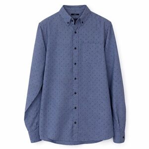 💙Ben Sherman Men’s Stretch Button-Down Shirt Blue Micro-Dot Geometric Print – M